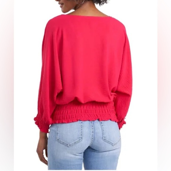 Vince Camuto hot pink Dolan top smocked waist excellent Size S - Picture 2 of 7